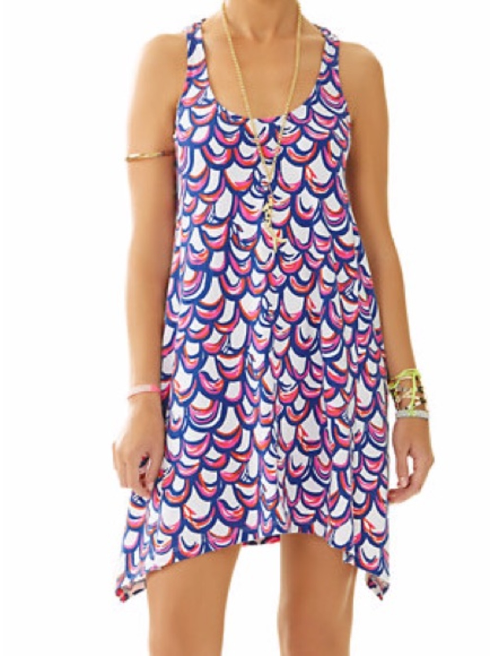 Lilly Pulitzer Monterey Dress Gillty Pleasure Fish Print 100% Pima Cotton, Small